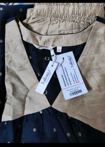 Navy Blue Kurta Set with Gold Dots