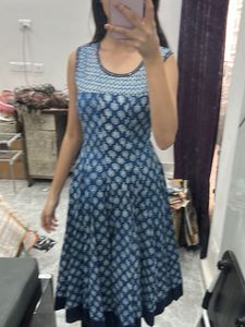 Blue Printed Casual Dress