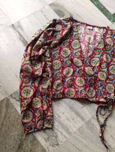Bohemian Print Wrap Crop Top