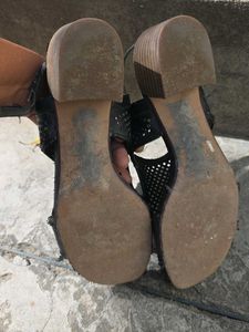 Clarks Collection Black Wedge Sandals