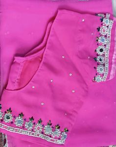 Baby Pink Heavy Embroidered Saree
