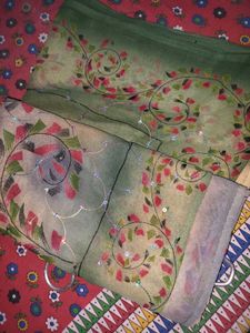 Light Weight Saree In Green Colour