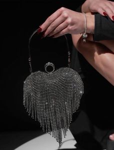 Heart Shape Tessel Rhinestone Clutch