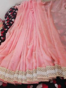Beautiful peach Pink Embellished Saree