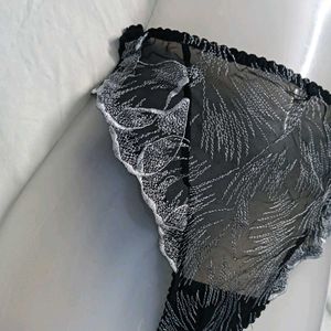 🪔 Sheer Black &amp; White Embroidered Briefs