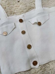 Chic White Button-Up Knit Top