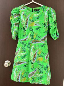Vibrant Green Paisley Print Dress