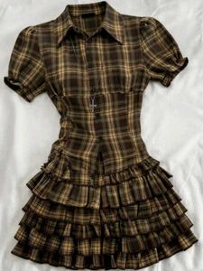 checkered ruffled dress cute