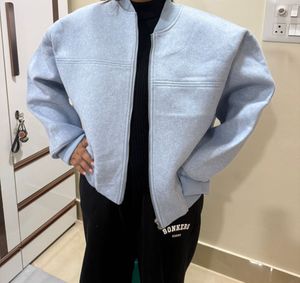 Blue Bomber Jacket- women (can be worn by size