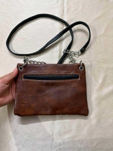 Western Style Embellished Brown Crossbody Bag