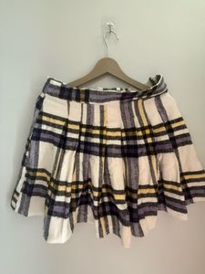 Plaid Button-Front Mini Skirt