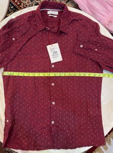 Men's Red Printed linen Casual Shirt