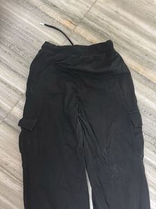 Black Cargo Pants with White Accents