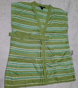 Striped Sleeveless Cardigan
