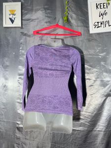 Purple Long Sleeve Printed Top