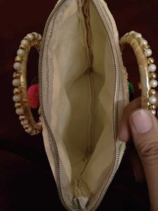 Elegant Gold Embroidered Party Wear Potli Handbag