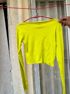 Lime Green Long Sleeve Crop Top