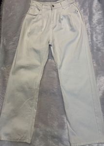 Wide Leg Cream Jeans