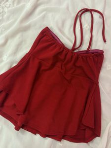 Vibrant Red Smocked Halter Top
