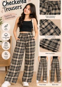 Checkered Wide Leg Trousers