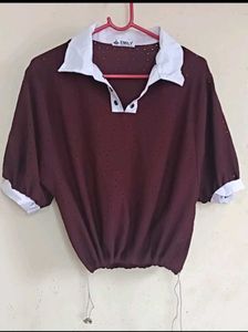 Chic Maroon Collared Top