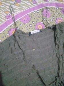 Chic Olive Green Peplum Top