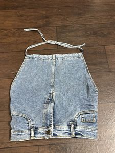 Denim Halter Neck Crop Top