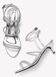 Sparkling Silver Strappy Heels