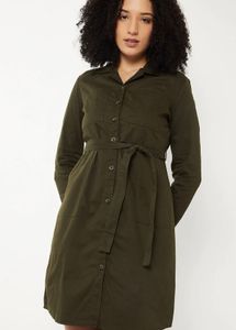 Olive Green Utility Shirt Dress