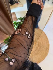 Embroidered Black Sheer Tunic