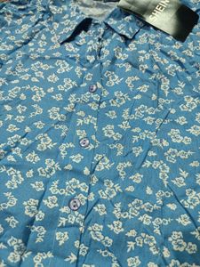 Blue Floral Button-Up Shirt