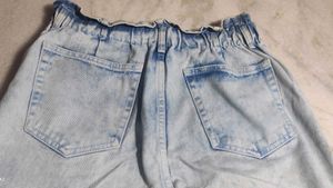 Light Wash Paperbag Waist Jeans LR-85