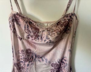 Sheer Floral Maxi Dress with Slit