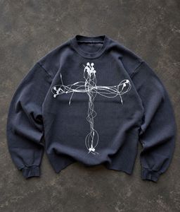 Navy blue Sweatshirt with Earphone Cross Graphic