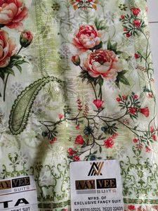 Floral Print Pakistani Lawn Suit Fabric