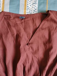Brown casual crop top