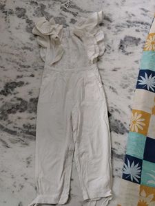 Chic White Jumpsuit with Ruffles
