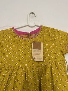 Yellow Printed Cotton Kurta