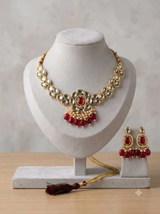Red Kundan Choker Necklace Set