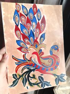 Glowing Peacock Handmade Art Print