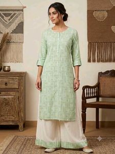 Green Printed Kurta