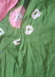 Green Bandhani Kurta Set with Pink Palazzo