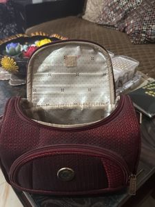 Maroon Textured store cosmetic Vanity Bag