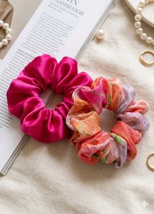 Bright Pink Satin Scrunchie
