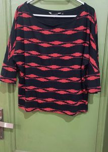 Stylish Black &amp; Pink Striped Top