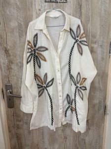 Embroidered Oversized Shirt or Beach Cover-Up