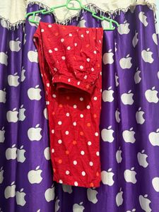 Red Bandhani Print Kurta Set
