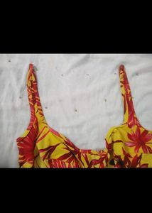 Yellow Floral Bikini Top