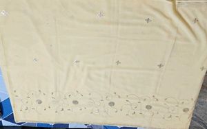 Elegant Cream Saree with Silver Embellishments