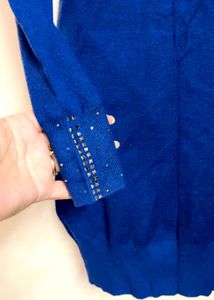 Blue Knit Thin Sweater Dress(stretchable)